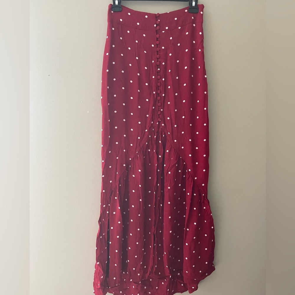 Leith Burgundy Polka Dot Maxi Skirt